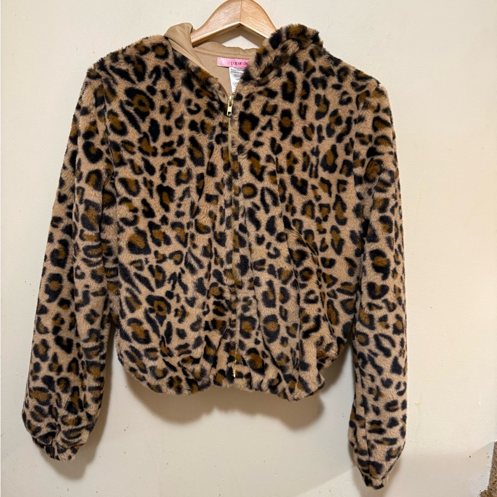 NWT Paper clip cheetah fleece Size Small